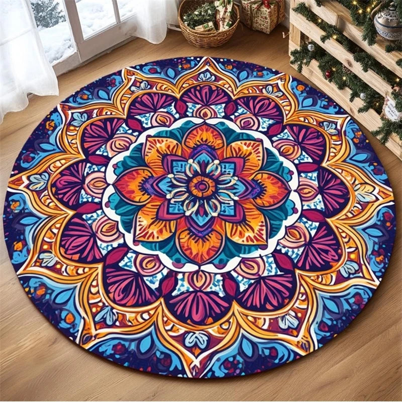 Bohemian Round Rug Stain Resistant Wear Resistant Cushion For Hanging Swing Chair Pad Balcony Bedroom Decor For Women Gift Vue