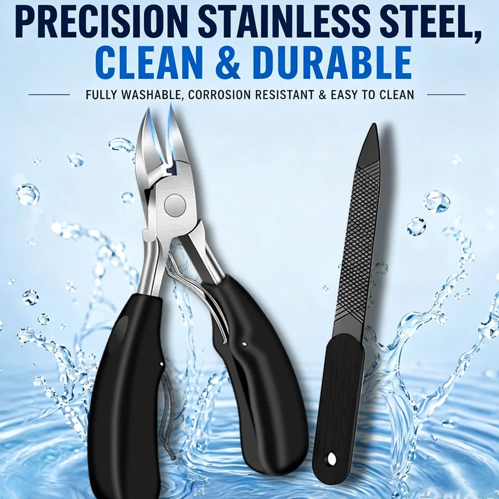 2pcs Set Anti-Splash Curved Nail Clippers Premium Nail Clippers Concave Edges, Thick Nail Wide Opening, Curved Cuticle Trimmer Vue