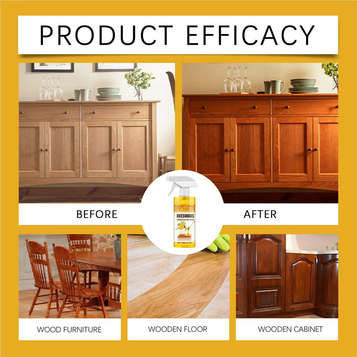 120ml Wood Finish Restorer Polishing Care Spray Multipurpose Wood Polishing Restorer Repair Brightening Agent for Furniture Care Vue