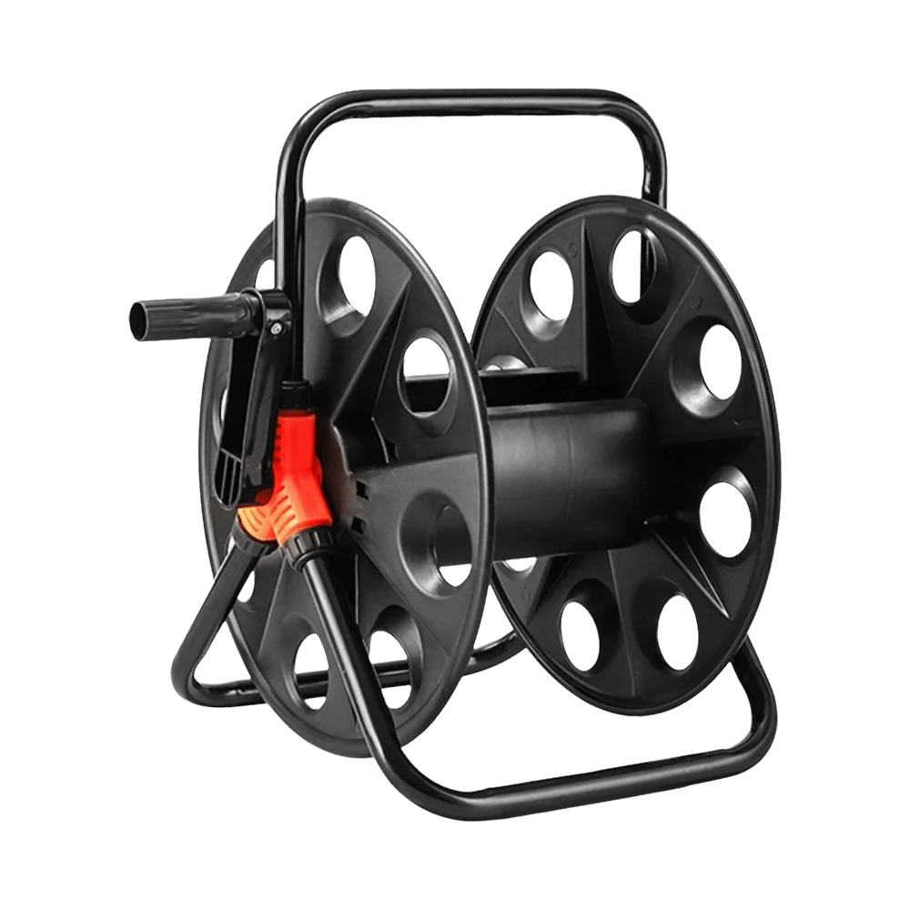 Heavy Duty Hose Storage Reel durable Multi-Purpose Single Arm Pipe Coiler Collapsible Handle Space Saving Vue Style 1