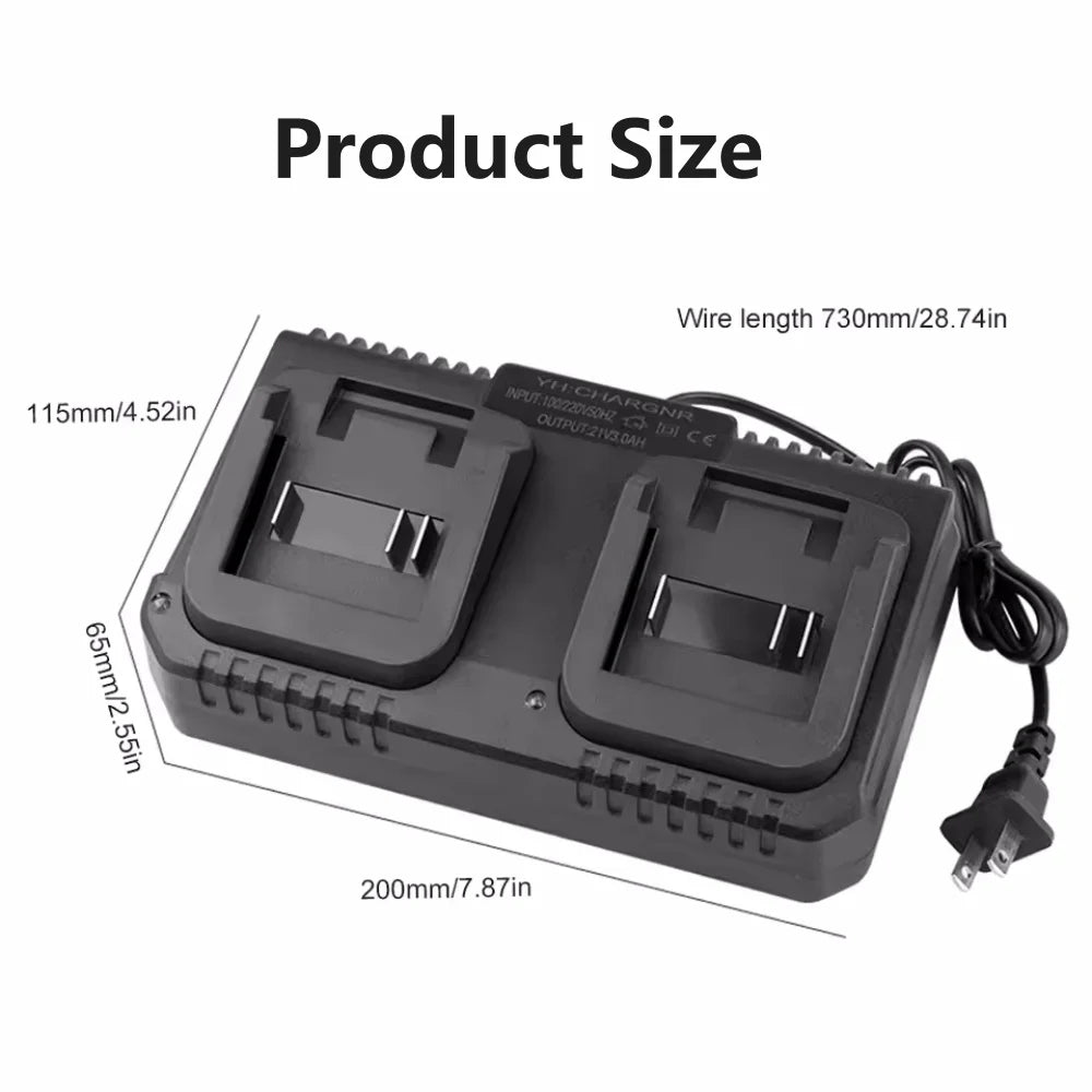 Dual Slot Charger 18V 21V Li-ion Battery Charger for Makita BL1415 BL1815 BL1830 BL1850 Electric Drill Power Tools EU US Plug Vue