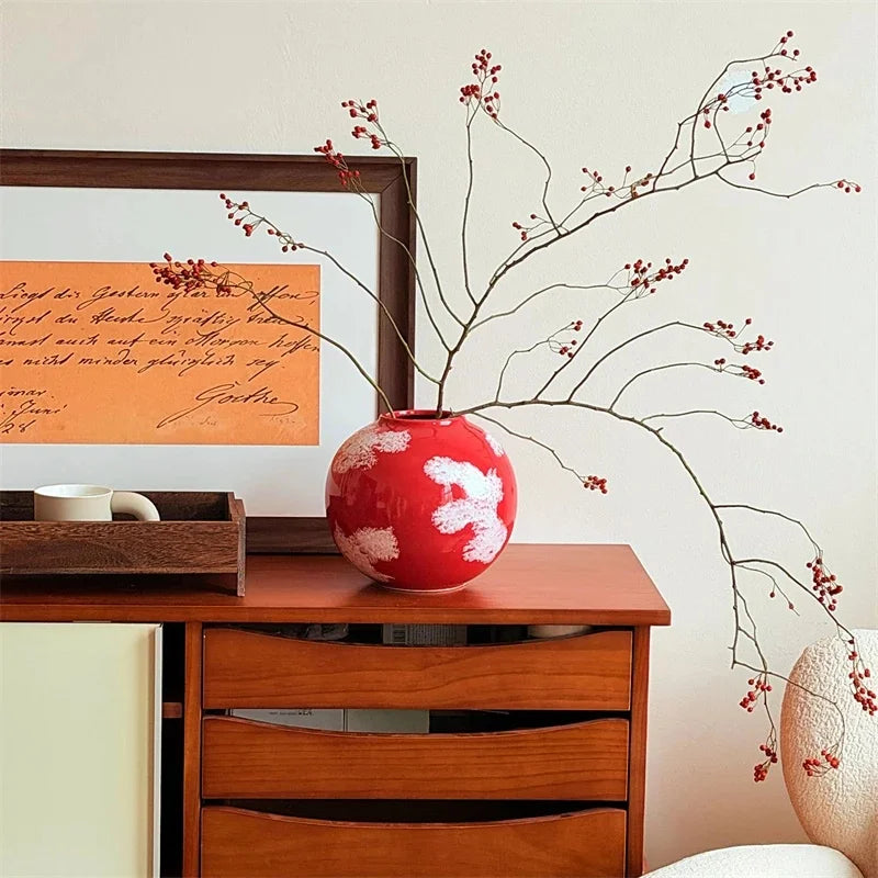 Chinese Ceramic Vase Porcelain Retro Elegant Floral Centerpiece For Entryway Table Decor Boutique Inn Model Room For Interior Vue