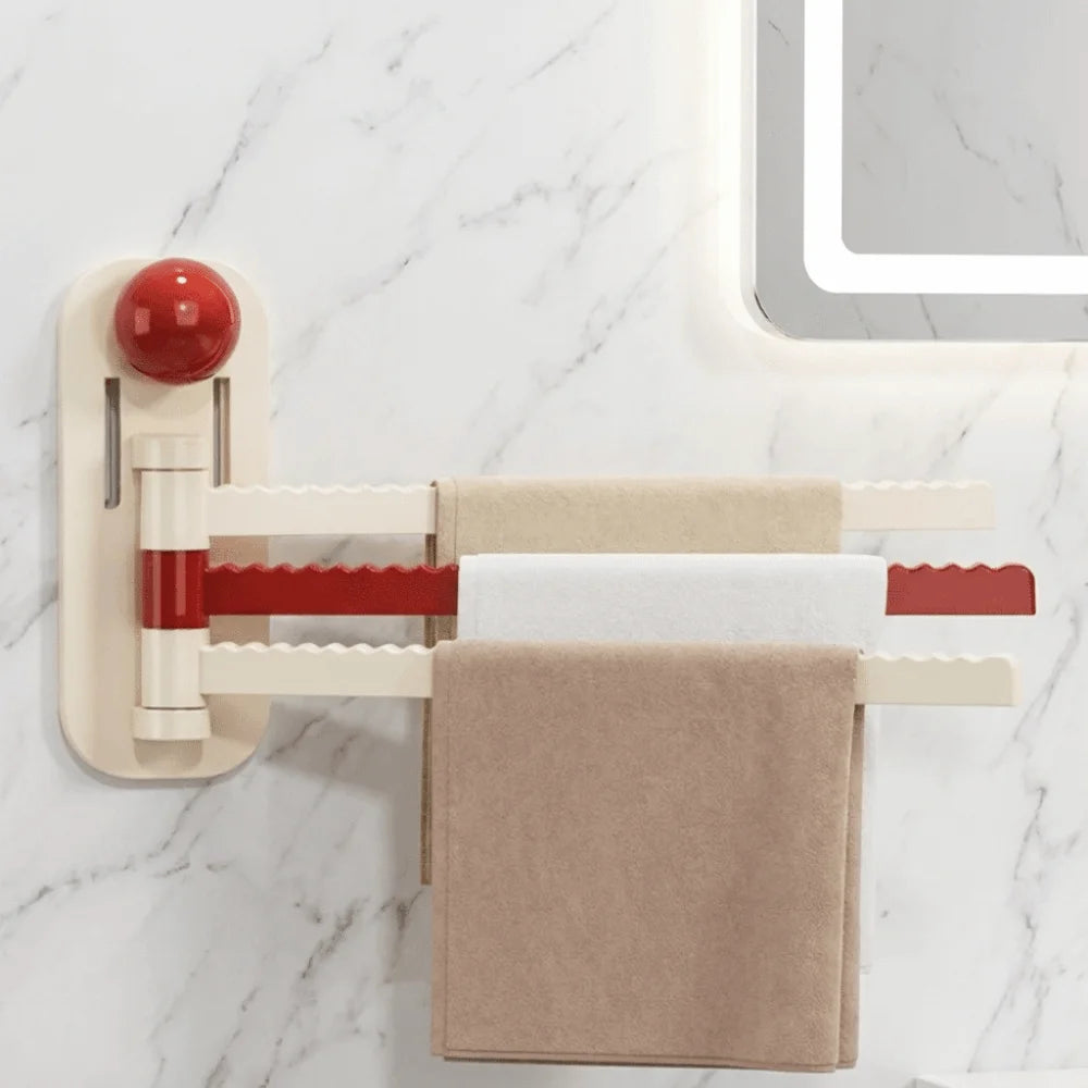 Dopamine Plastic Rotating Towel Rack Self Adhesive Wall Mounted 180° Swivel Towel Rack Space Saving Toilet Towel Rod Bathroom Vue