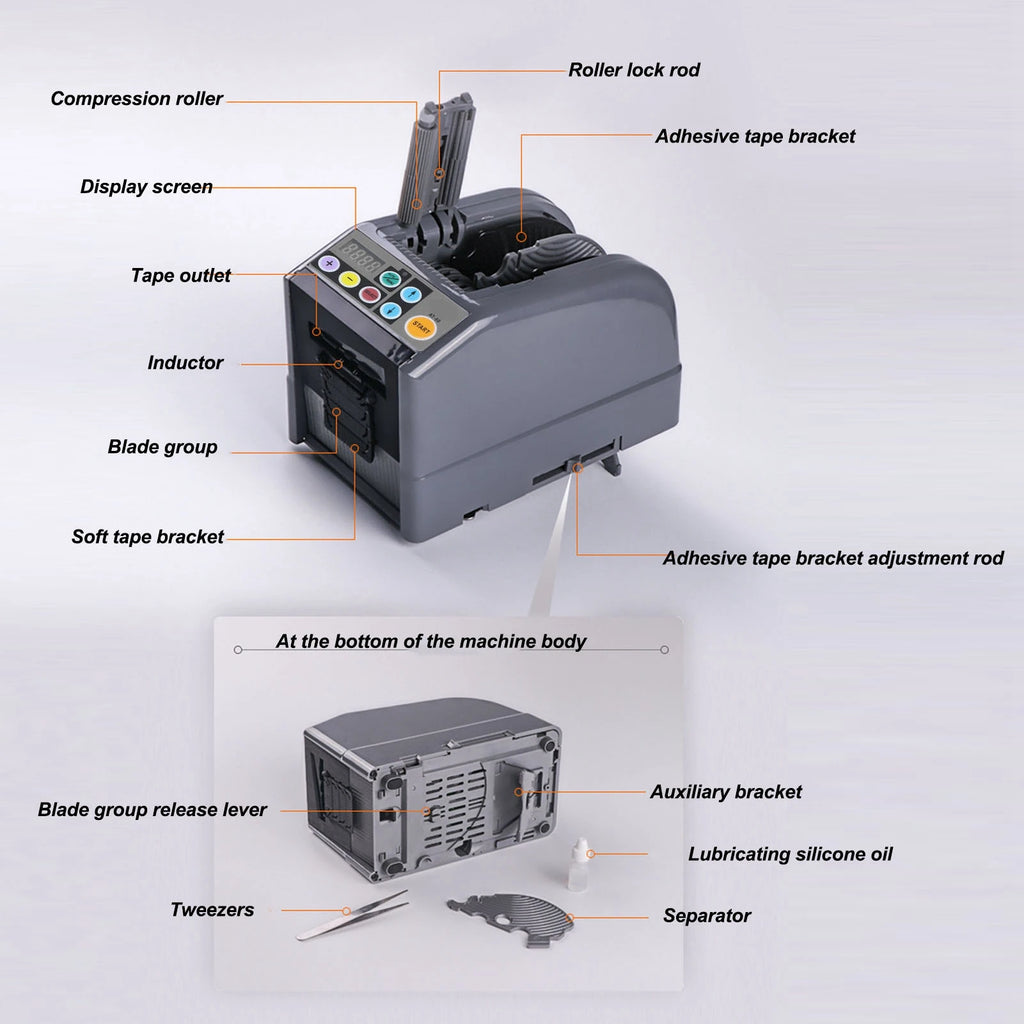 Automatic Tape Dispenser Automatic Tape Dispenser Electric 6 to 60mm Cutting Width 999m Cutting Length Ribbon Cutting Machine Vue