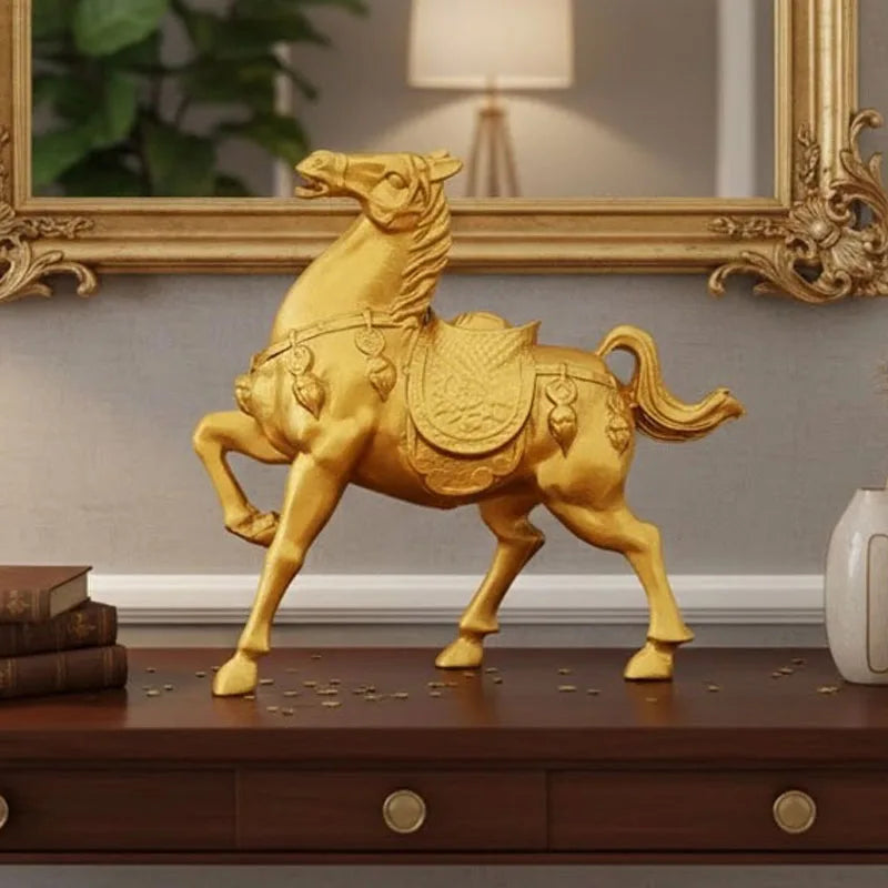 1-4PCS Zodiac Horse Decor Gold Plated Alloy Statue Desk Ornament for Good Luck Fortune Home Office Decoration Gift for Men Women Vue