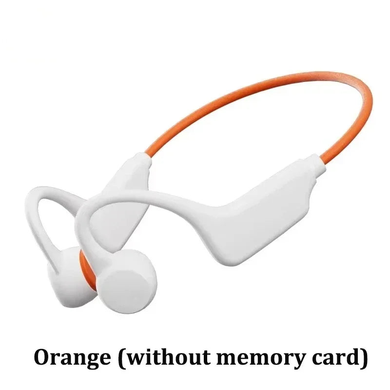 Wireless G1 Bone Conduction Headphones IPX8 Waterproof MP3 32GB Bluetooth 5.4 Headphones With Mic Swimming Sports Fitness Vue Orange