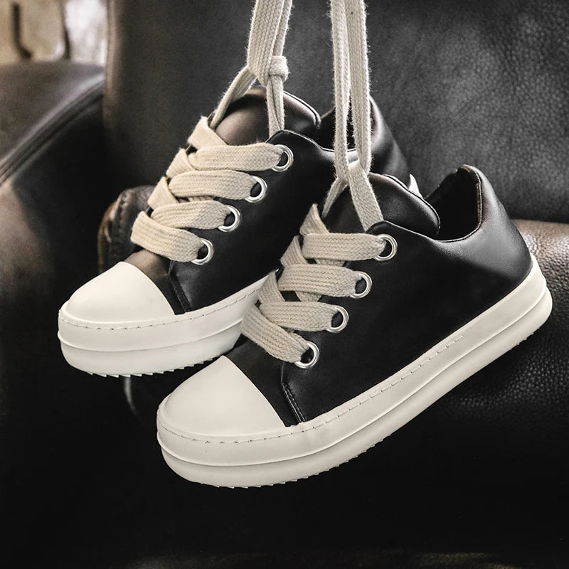 Men's Casual Sneakers – Breathable Lace-Up Street Sport Flats Men's Casual Sneakers Vue black 35 China Mainland
