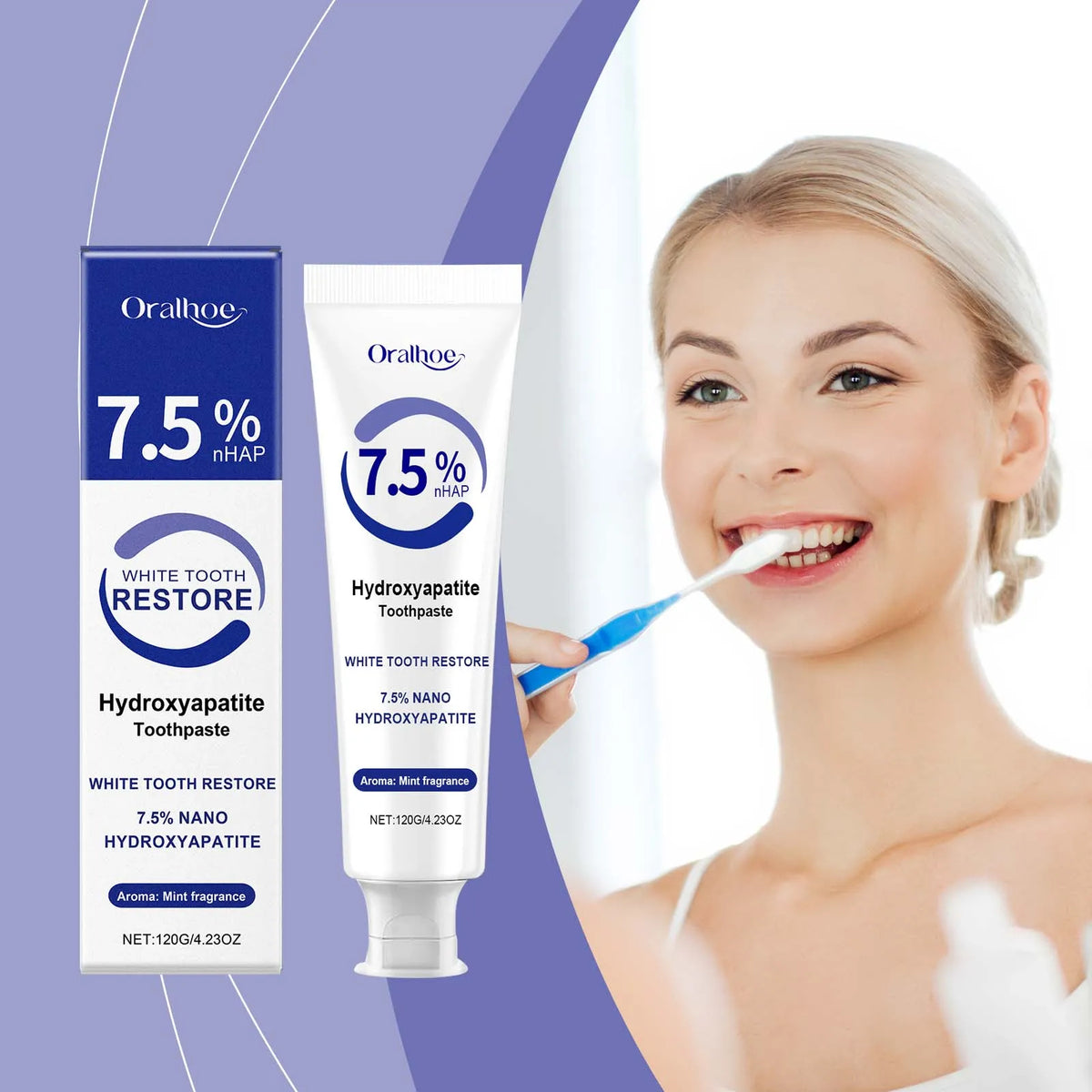 7.5% Hydroxyapatite Toothpaste for Sensitive Teeth - Enamel Protection & Strengthening, Fluoride-Free, Gentle & Effective Formul Vue