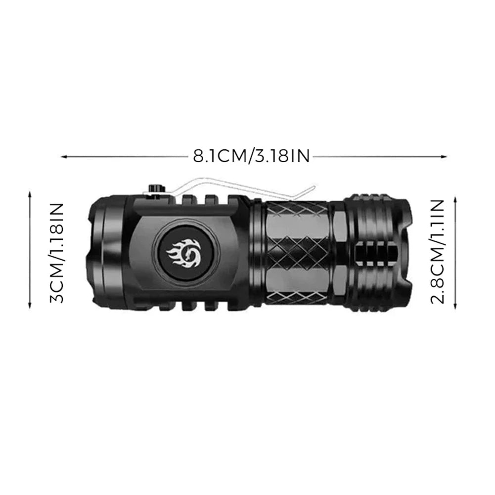 Type-C Rechargeable Super Bright Flashlight 5 Light Mode Waterproof Flashlight Powerful Handheld Flashlight Small LED Flashlight Vue