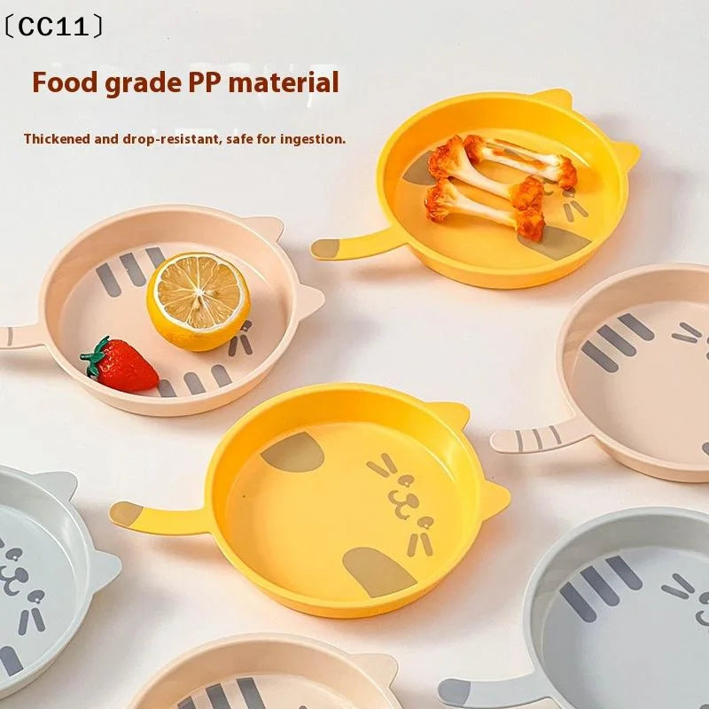 Cute Cat Pattern Plastic Dessert Snack Food Plate Reusable Spit Bone