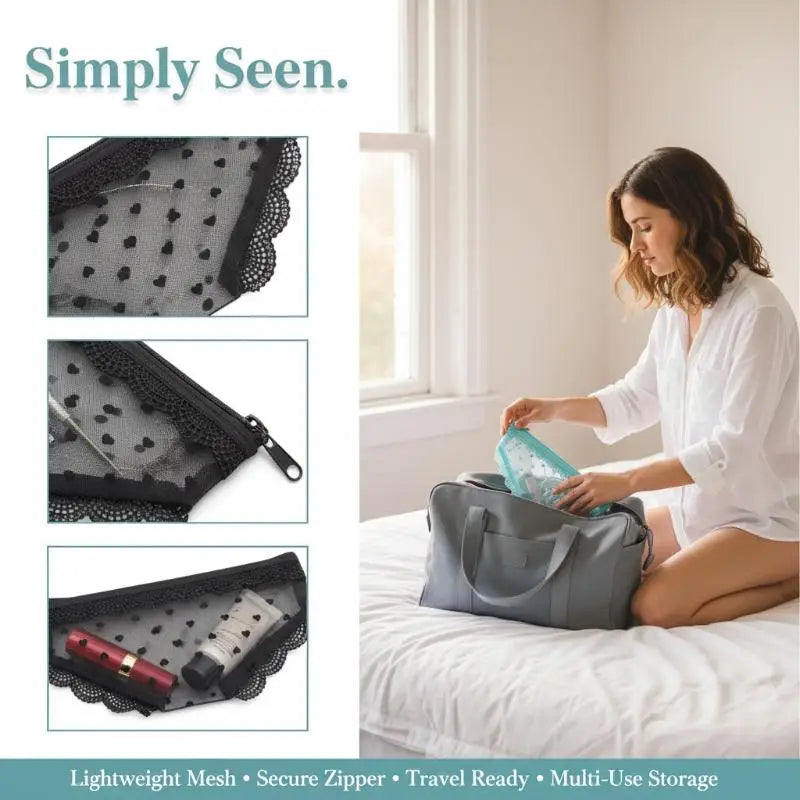 Unique Lace Mesh Briefs Shape Cosmetic Bag Portable Zipper Makeup Bag For Cosmetics Beauty Tools Toiletry Bag Storage Pouch Vue