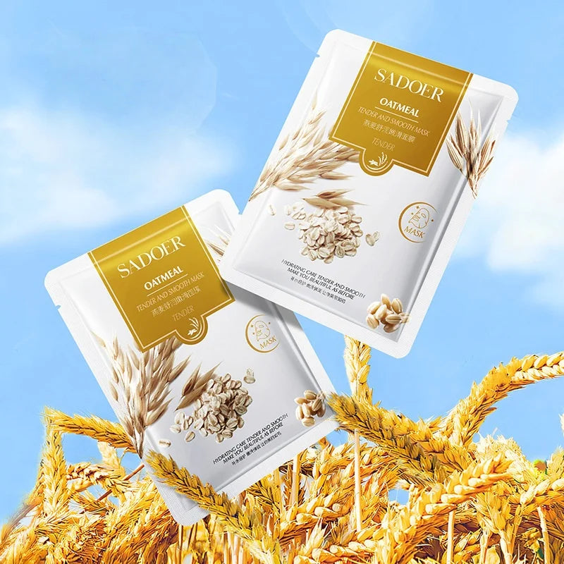 3Pcs/5Pcs/9Pcs Oatmeal Soothing and Smoothing Mask, Glycerin, Sodium Hyaluronate for Skin Benefits, Hydrating and Moisturizing, Provides a Water-Like Feel and Comfort, Hydrates and Nourishes the Skin, Infuses It with a Moistu Vue