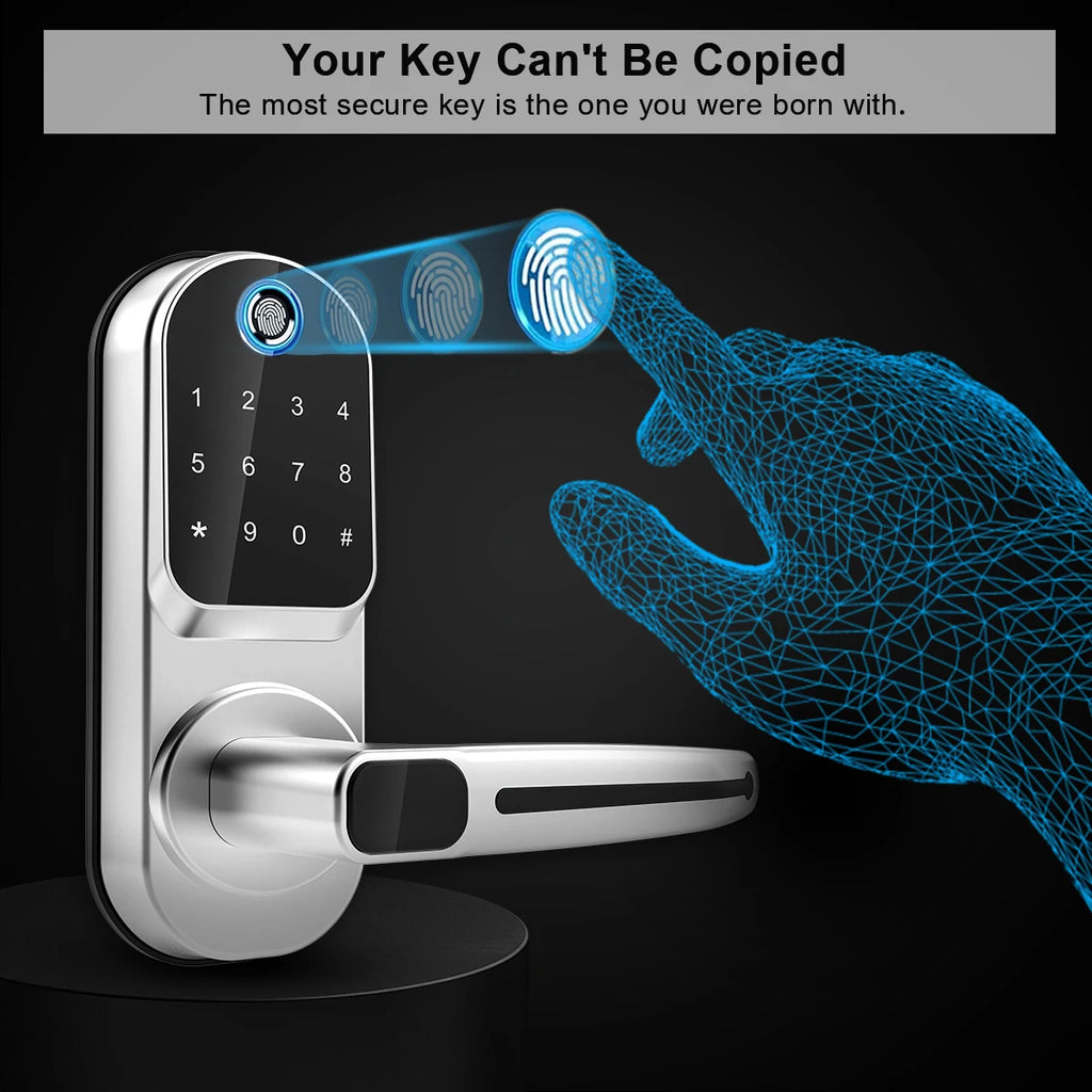 Wifi Smart Door Lock APP/ Biometric Fingerprint / NFC/ Password /Keypads /Key Unlock/ USB Emergency Charger Electronic Lock Vue