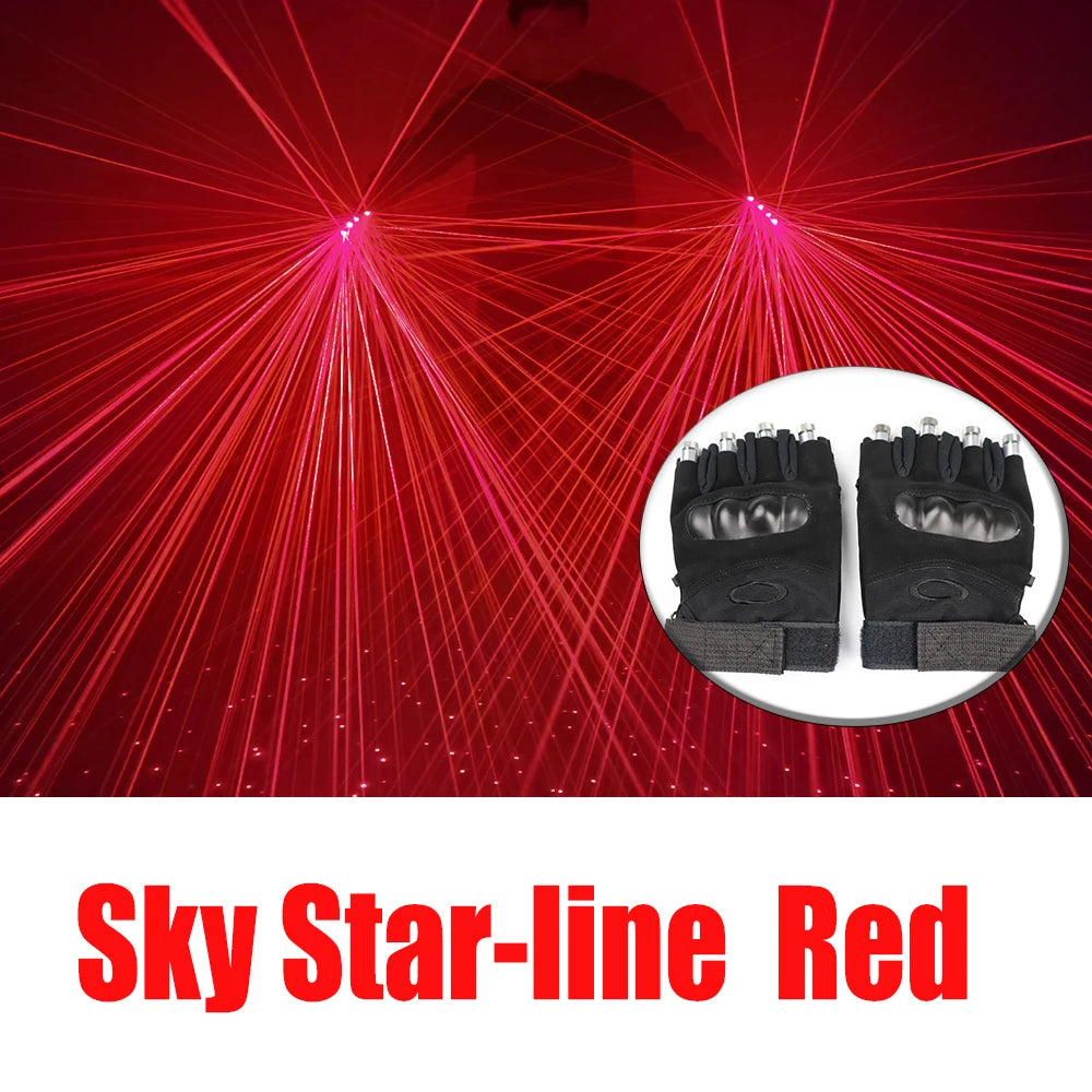 Sky Star Red Laser Gloves for Stage Performance LED Luminous Costumes Disco Ballroom Atmosphere Light Show Laser Light Vue Sky Star Red A pair of gloves