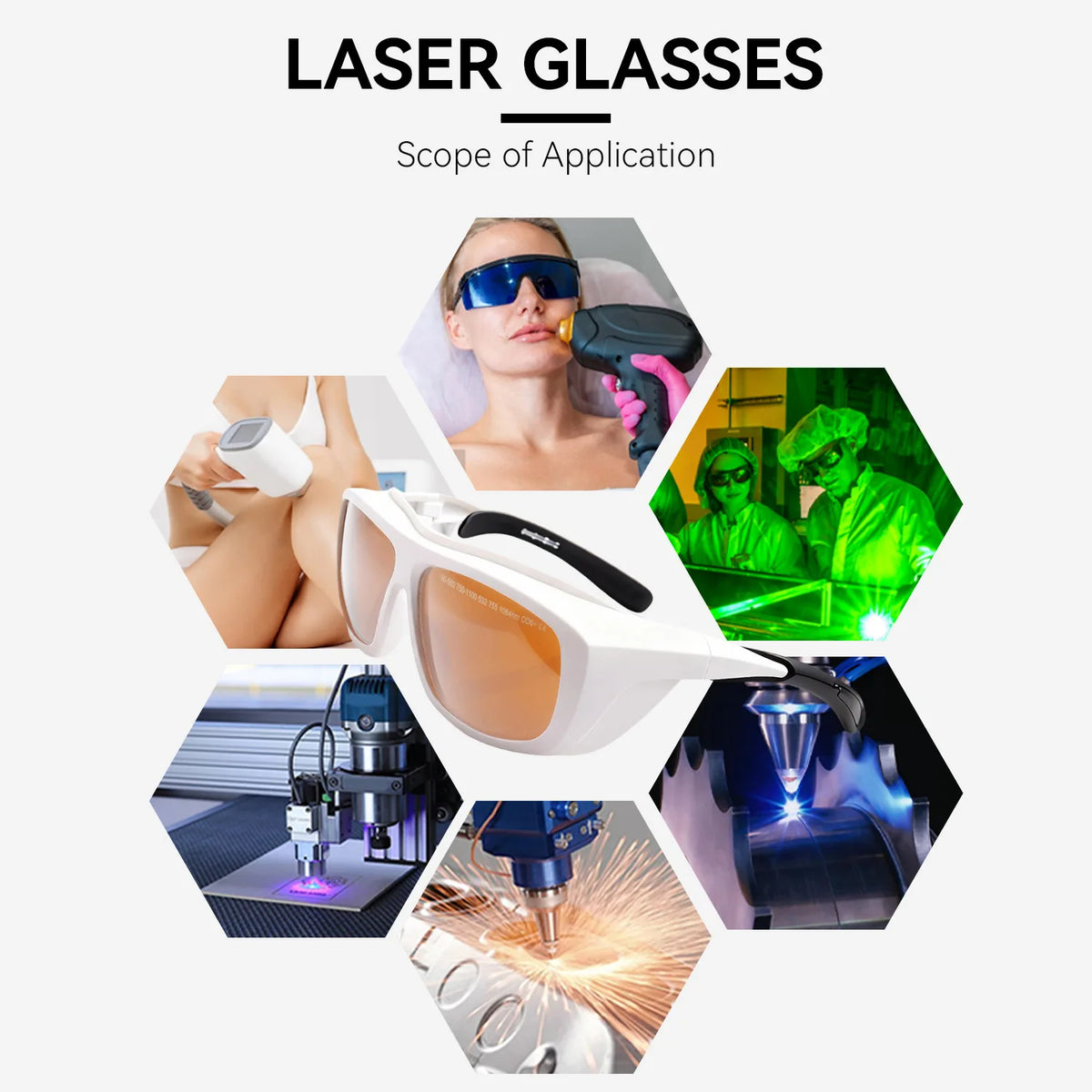 Laser Glasses CE EN207 Certified OD6+ 750-2000nm Anti-Scratch PC Lenses for Fiber Laser Welding Equipment Laser Safety Goggles Vue