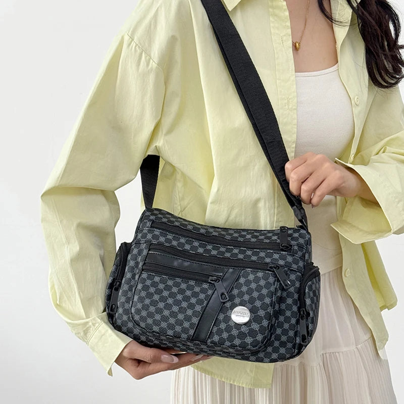 Everyday Versatile Rhombus Pattern Crossbody Bag Trendy Two Option