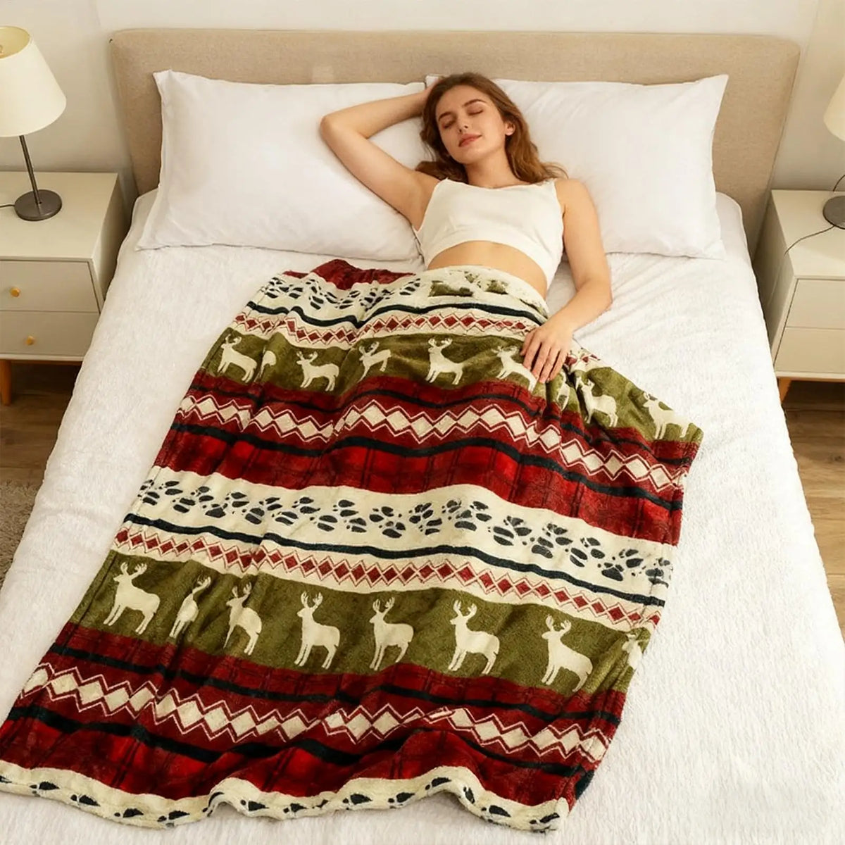 Christmas Blanket Soft Fleece Warm Home Decor Winter Flannel Blanket Christmas Decorations for Women Wife Sofa Bed Living Room Vue