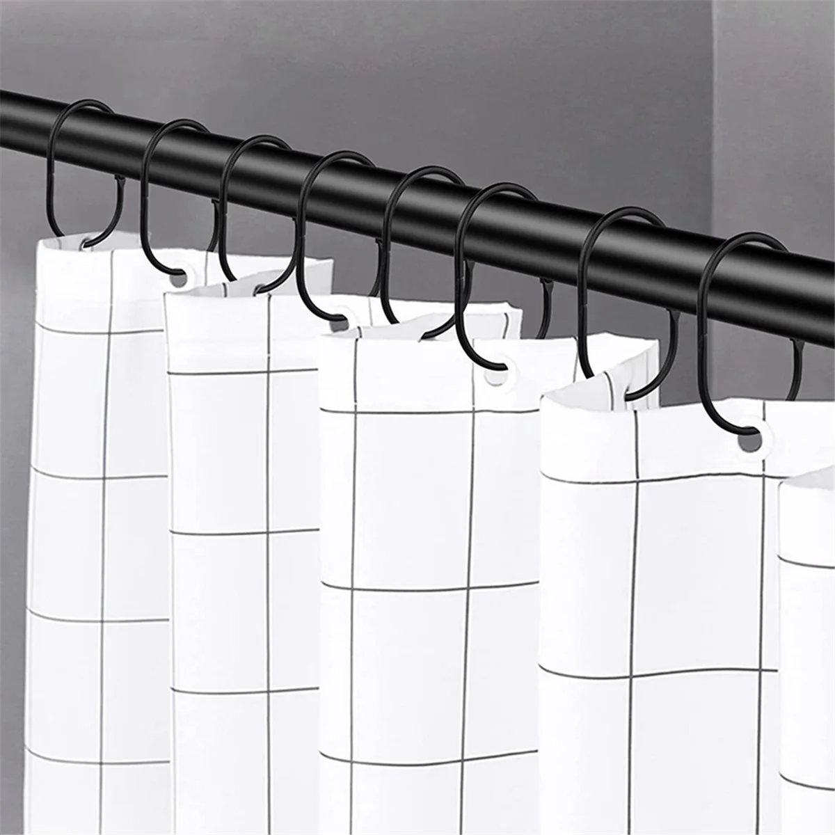 12 Pcs Open Shower Curtain Hook Rings Oval Hanging for Rod Hooks Metal Bathroom Gold Vue