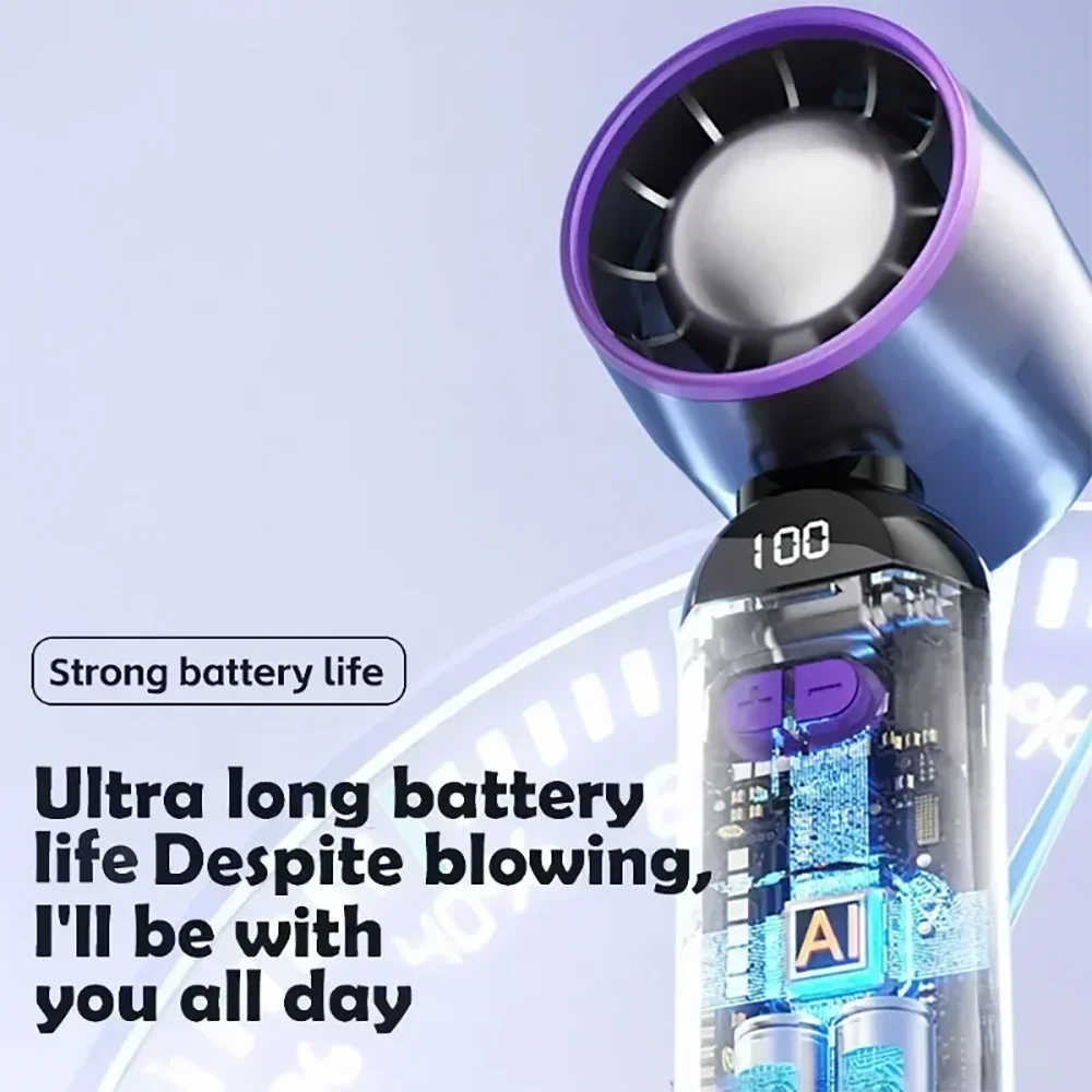 New MINI Handheld Fan With 100 Adjustable Speed Settings And A 3000mAh Battery—Ideal For Outdoor Hiking Vue