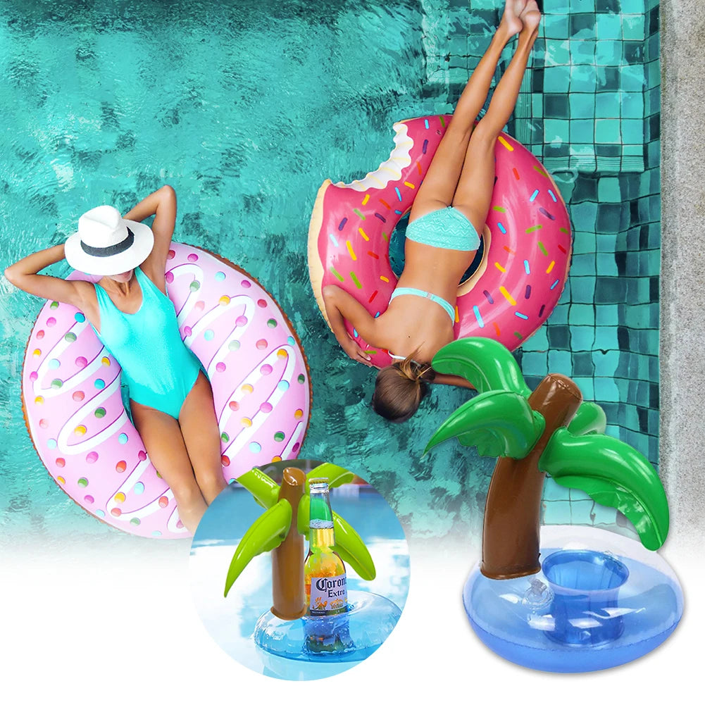 Inflatable Coconut Tree Drink Cup Stand Holder Summer Swimming Pool Floating Beach Backdrop Wedding Decoration Party Favors Vue