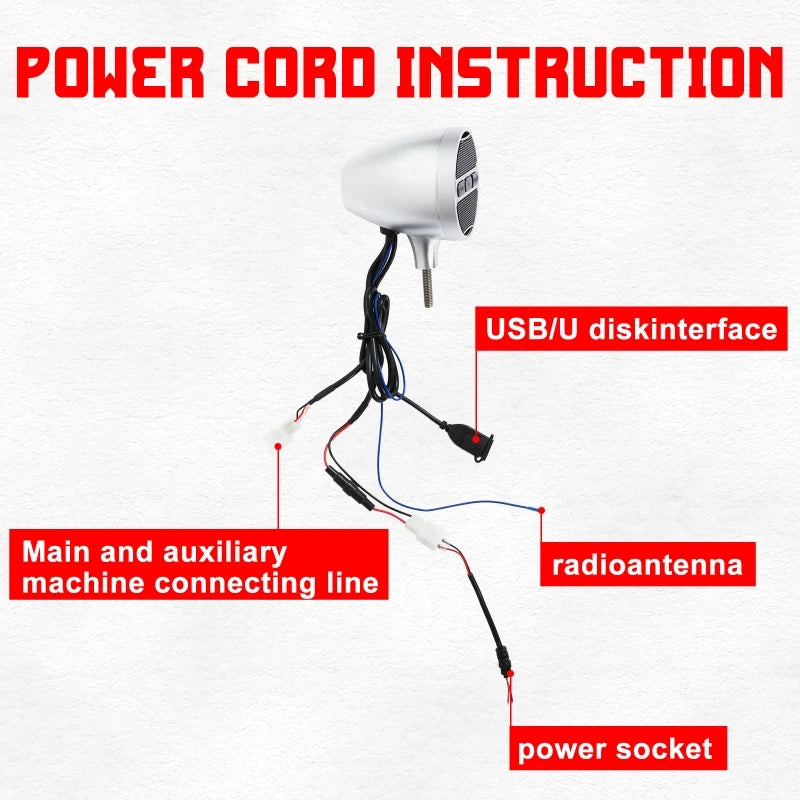 1Pair 3 Inch Motorcycle Stereo Motorbike Bluetooth Speaker Audio MP3 FM Radio with LED Atmosphere Light Vue