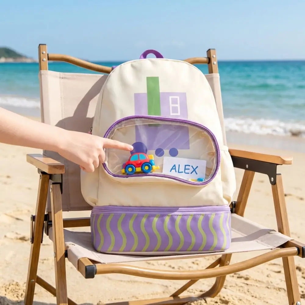 Waterproof Swimming Storage Bag Wet Dry Separation Double-Shoulder Swim Backpack Cartoon Design Shoe Compartment Vue