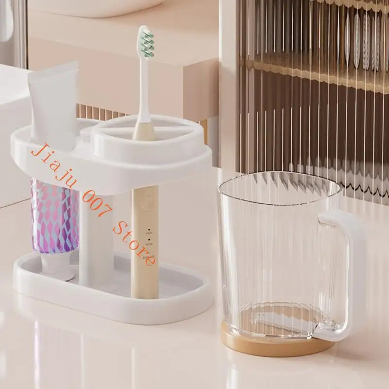 2-in-1 Toothbrush Holder & Rinse Cup Bathroom Organizer Stand Toothbrush Holder Set Vue
