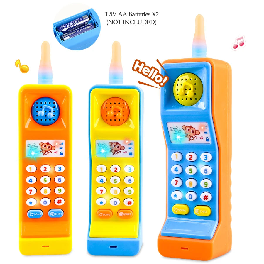 Mobile Phone Toys, Smart Phone Music Light Sound Pretend Play Baby Learning Smartphone Toy Gifts for Kids not include battery Vue
