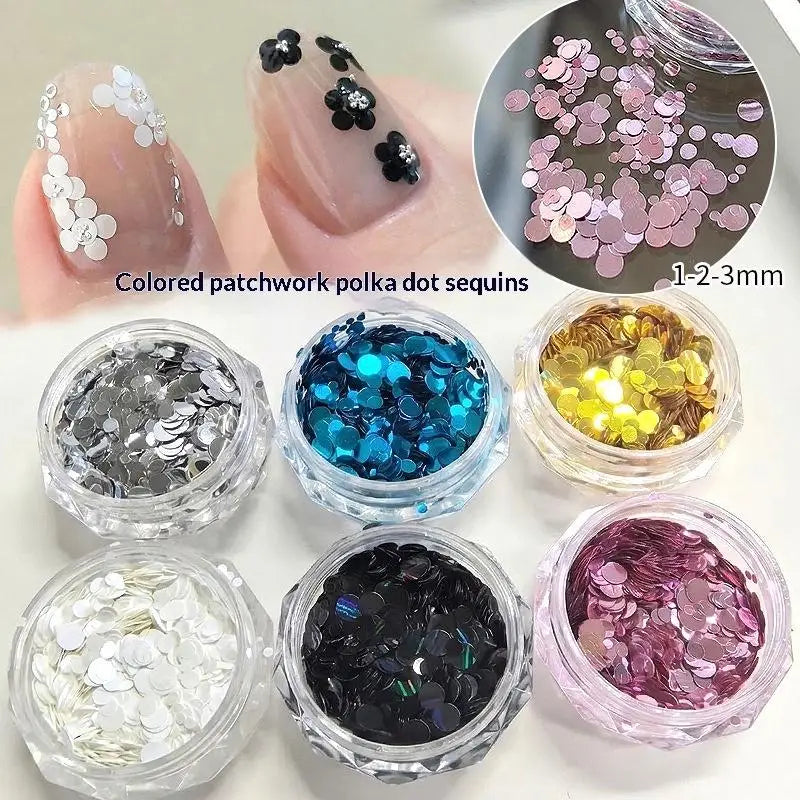 1-3mm Round Dot Shiny Nail Glitter Flakes Sequins DIY Salon Manicure Nail Art Decor Supply Vue