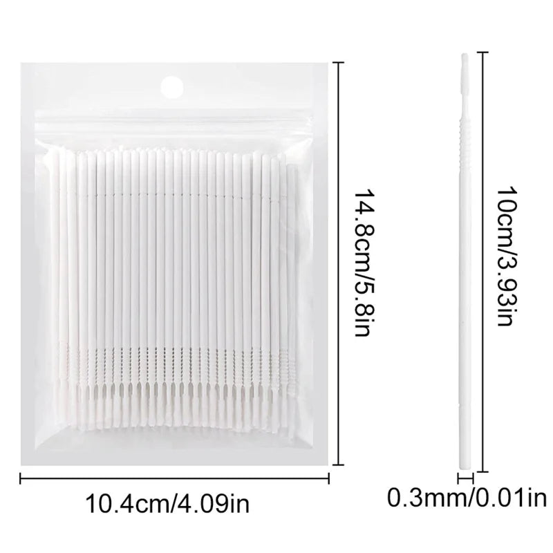 100-Pack Long Tip Micro Brushes – Mascara Wands & Lash Tools Lash Applicator Brushes Vue