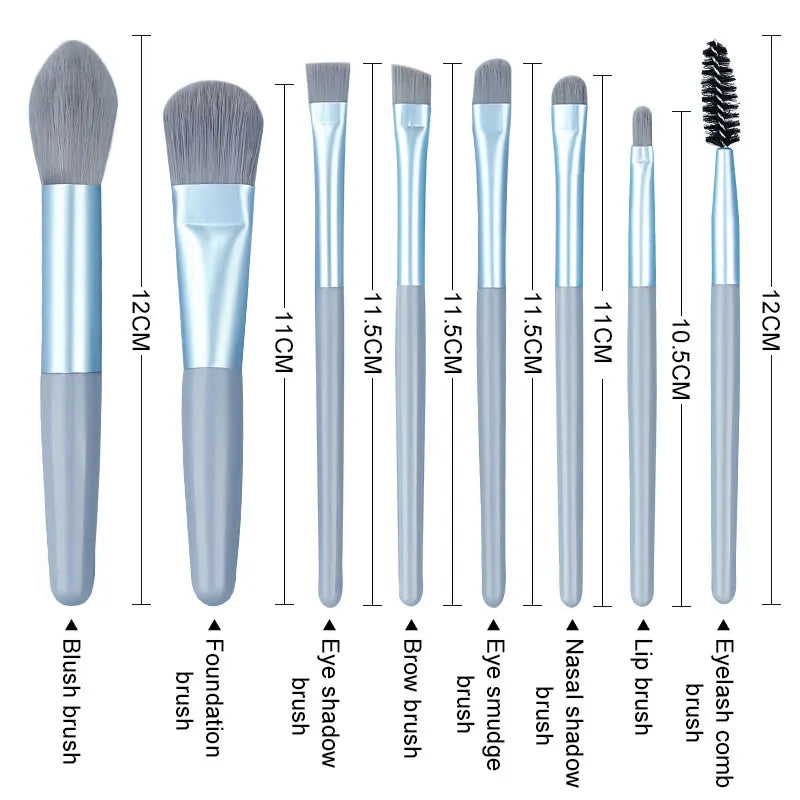 Makeup Brushes 8Pcs Set Travel Makeup Brush Kit with Bag Mini EyeShadow Foundation Loose Powder Blush Detail Brush Beauty Tools Vue