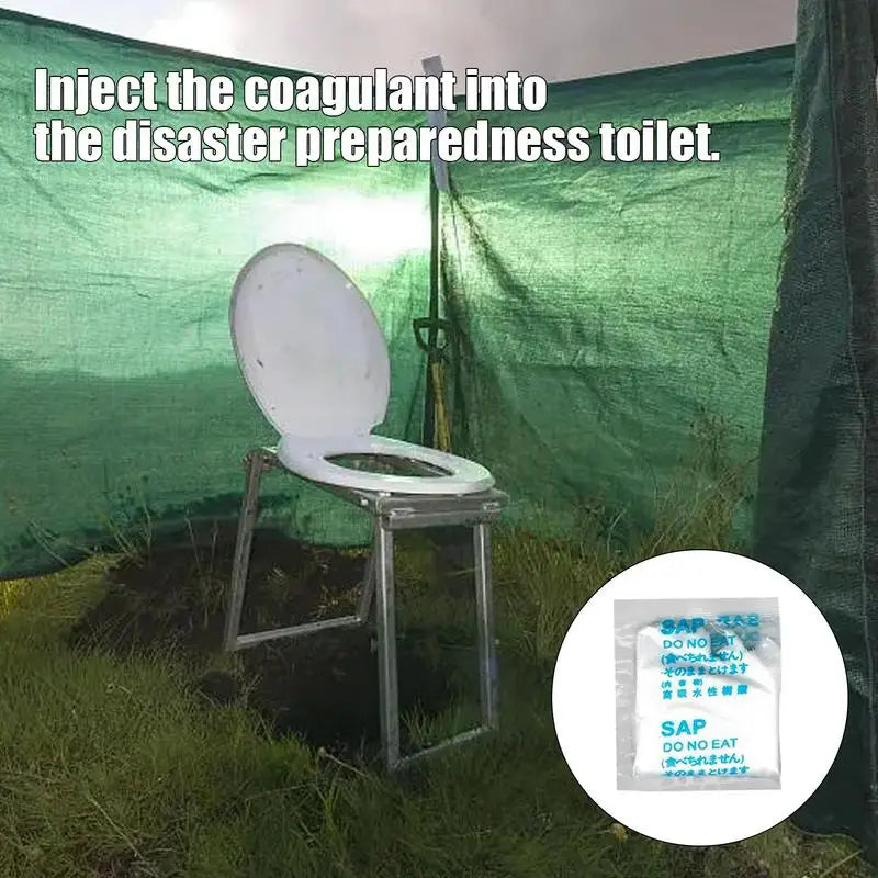 50pcs Poo and Urine Eco Absorbent Gel Camping Toilet PooPowder Portable Toilet Deodorizer Liquid Waste Gelling Tool for Camping Vue