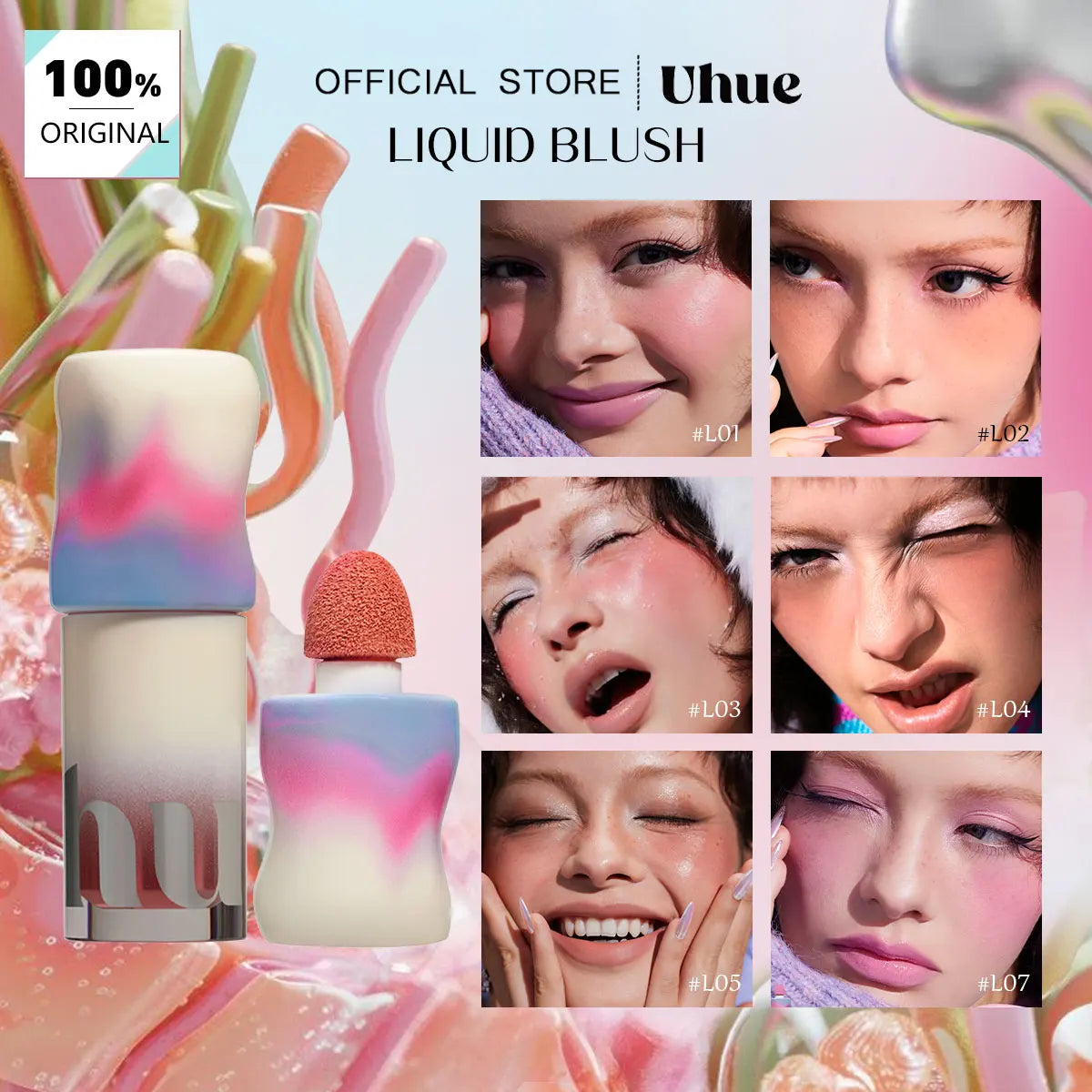 Uhue Liquid Blush,Lightweight & Non-Heavy,Fine & Spreadable,Natural & Sheer Finish,Dewy & Glowing,Brightens & Evens Skin Tone Vue