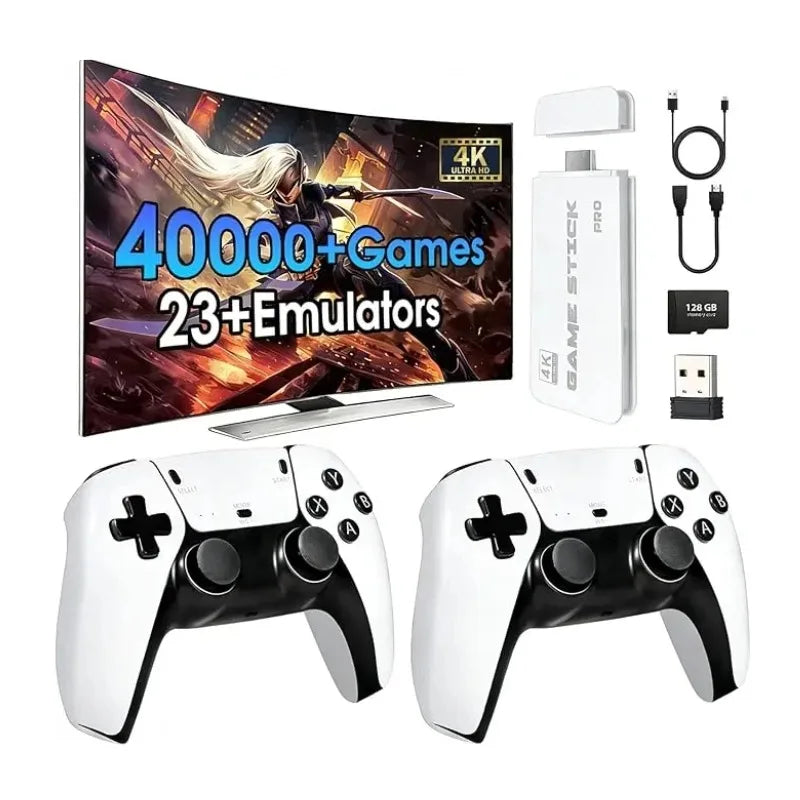 2026 New Retro Gaming Console with 23 Emulators & 20,000+ Built-in Games 4K HDMI 2.4G with Dual Wireless Controllers Vue 128GB