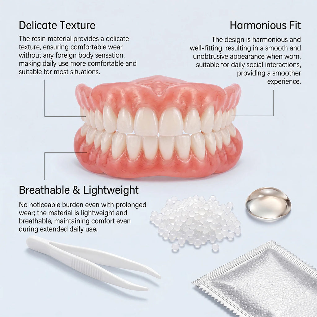 Cosmetic Denture Kit, Adjustable Snug Fit, Comfortable For Long Time Wear, Skin-friendly Material, Portable & Easy To Use Vue