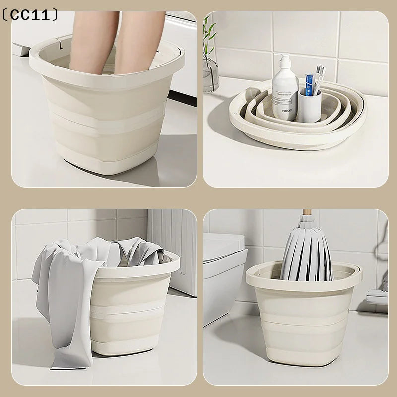 Folding Water Bucket, Large-capacity Multifunction Thickened Hand-held Bucket Outdoor Fishing Plastic Water Bucket〔CC11〕 Vue