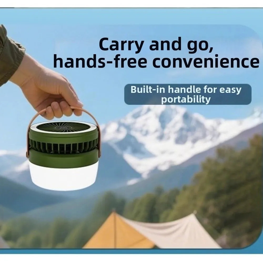 USB Rechargeable/Solar Portable Folding Fan Light Multi Functional Compact Cooling Fan with Light Waterproof Adjustable Vue