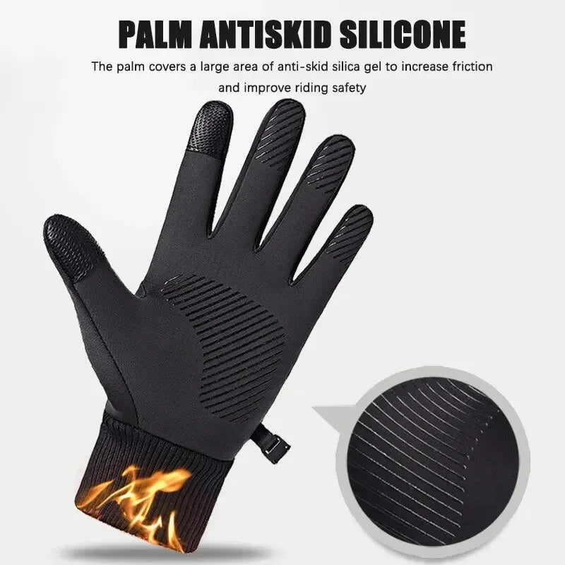 Fleece Lined Winter Thermal Gloves Waterproof Windproof Full Finger Touchscreen Gloves Outdoor Sports Cycling Motorcycle Warm Vue