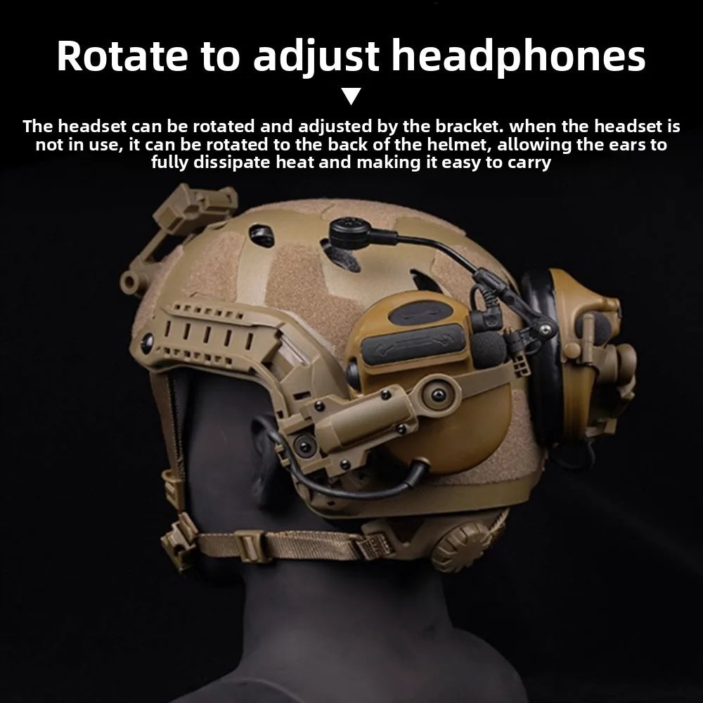 Tactical Helmet Headset Mount FAST Tactical Earphone Bracket Straight Arm Helmet Accessories Guide Rail Adaptation Multi-angle Vue