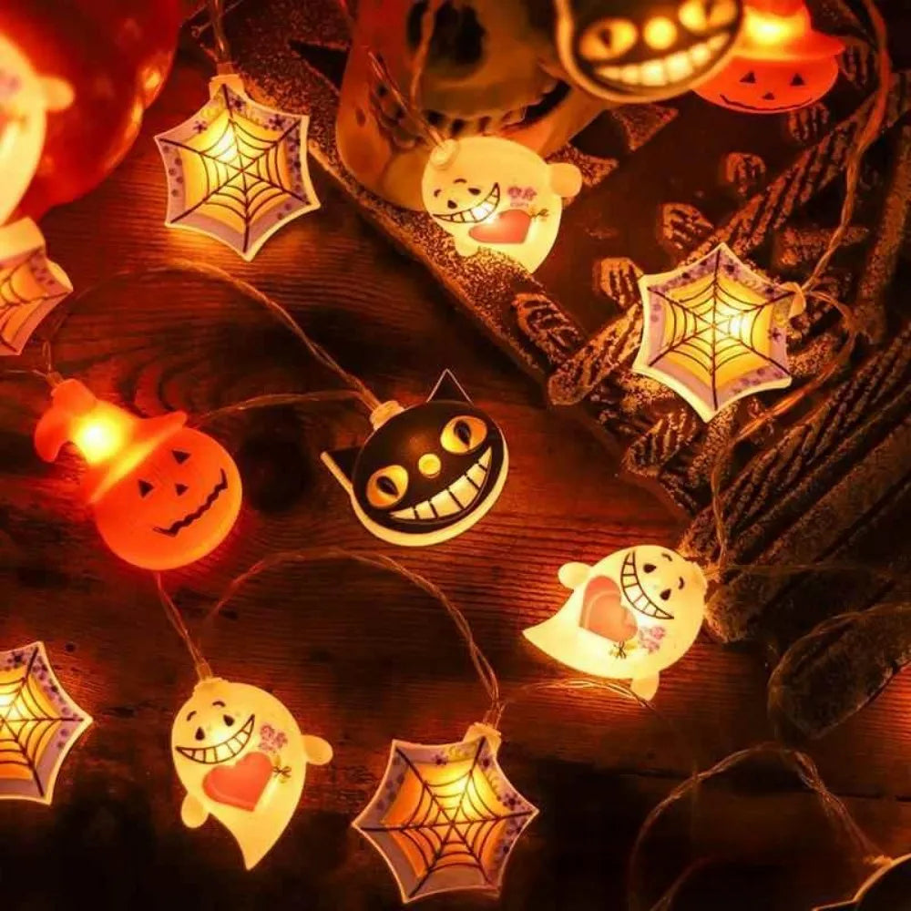 Halloween LED String Lights, Fairy Lights with Ghost, Pumpkin, Black Cat and Spider Web for Indoor Halloween Party, Home, Wall Vue