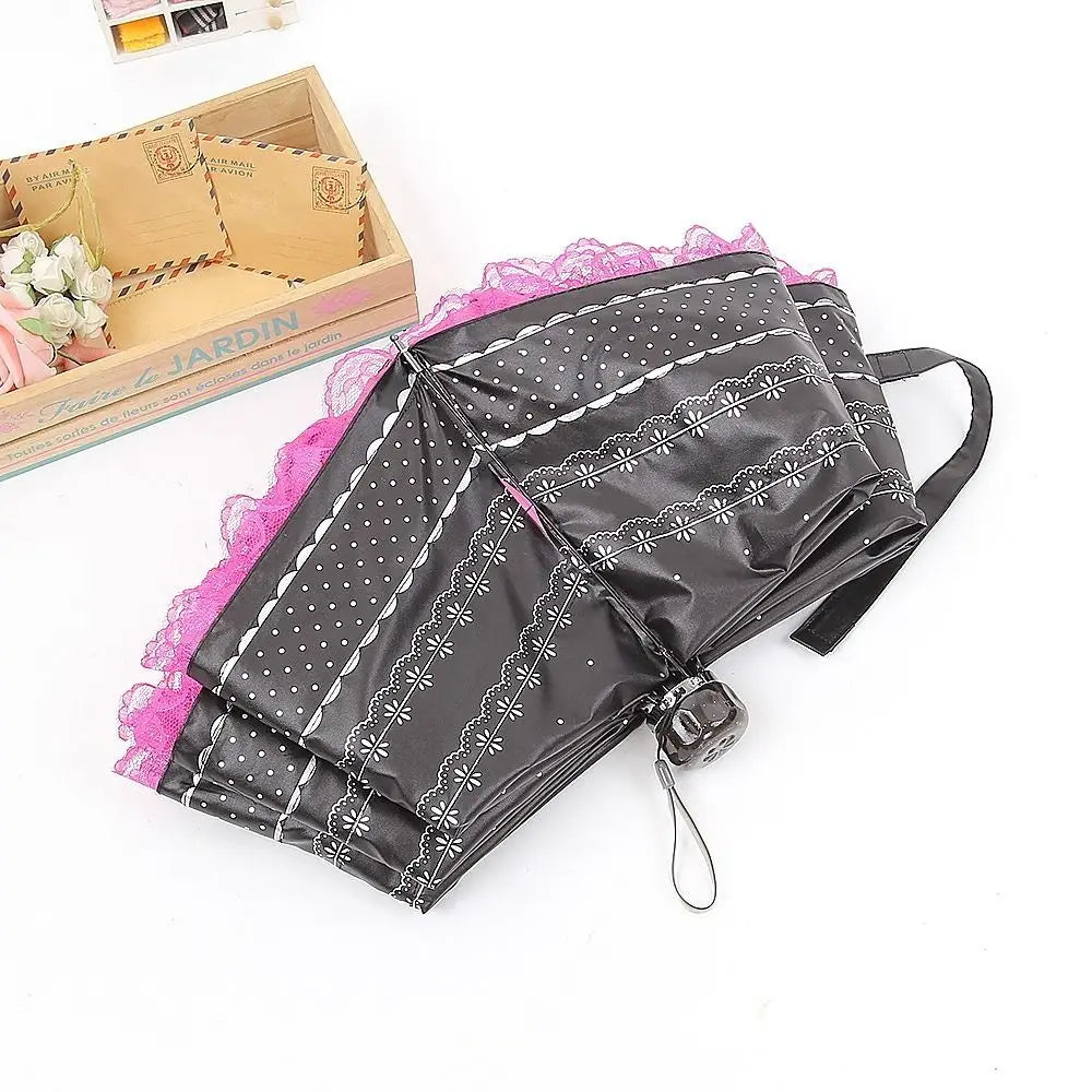 Fashion Lolita Lace Sun Umbrella Anti-UV Protection Thickened Portable Sunshade Folding Waterproof Folding Umbrella Girl Vue