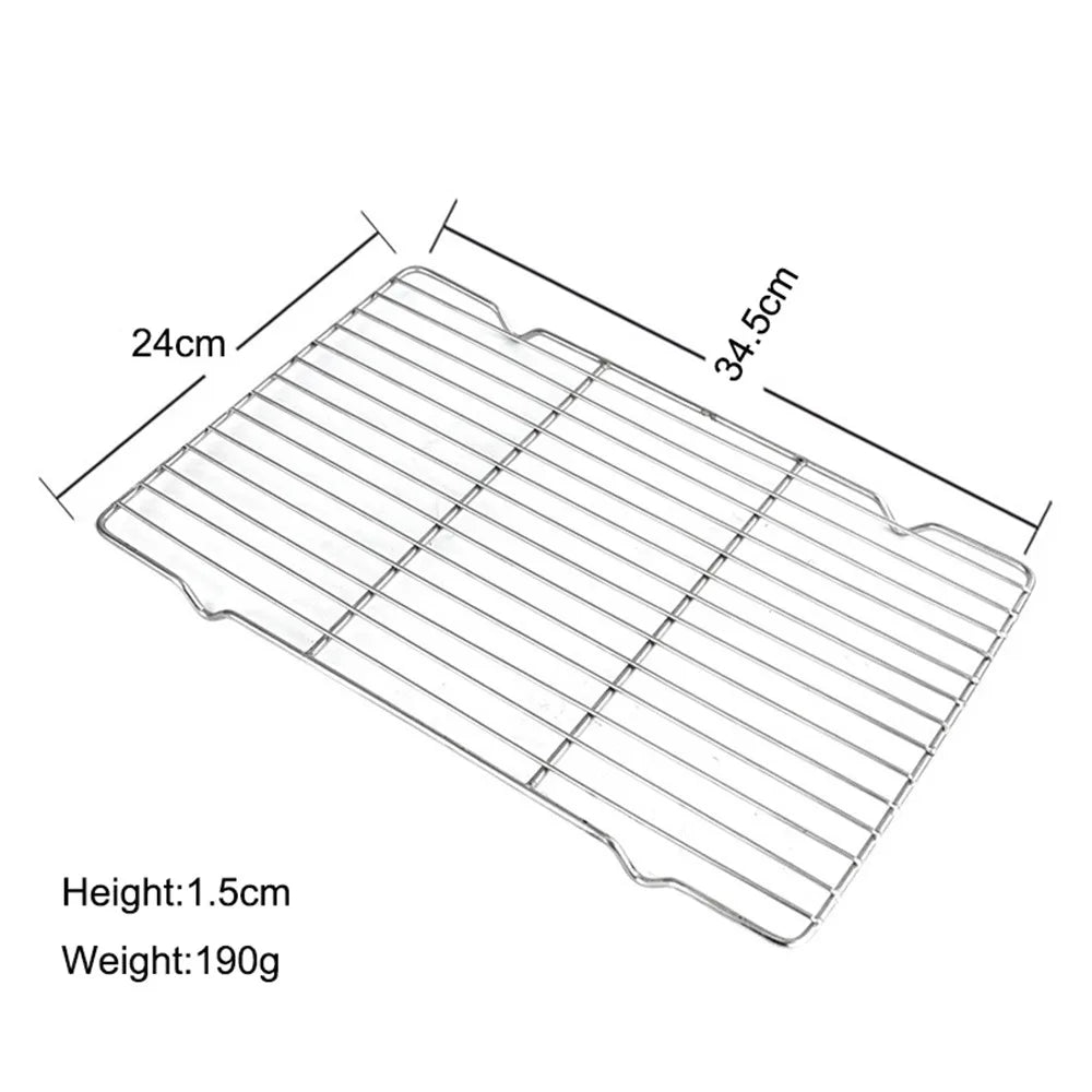 Stainless Steel Cooling Rack Non-stick Silver BBQ Tray Barbecue Vue 34.5x24cm