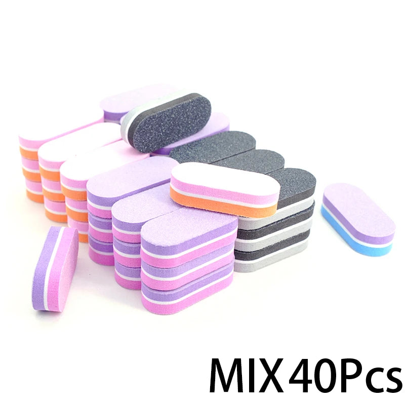 10/20/40Pcs Mini Nails Sponge File Buffer Block Double Color Buffing Sanding File Pedicure Manicure Tool Gel Suplies Accessories Vue