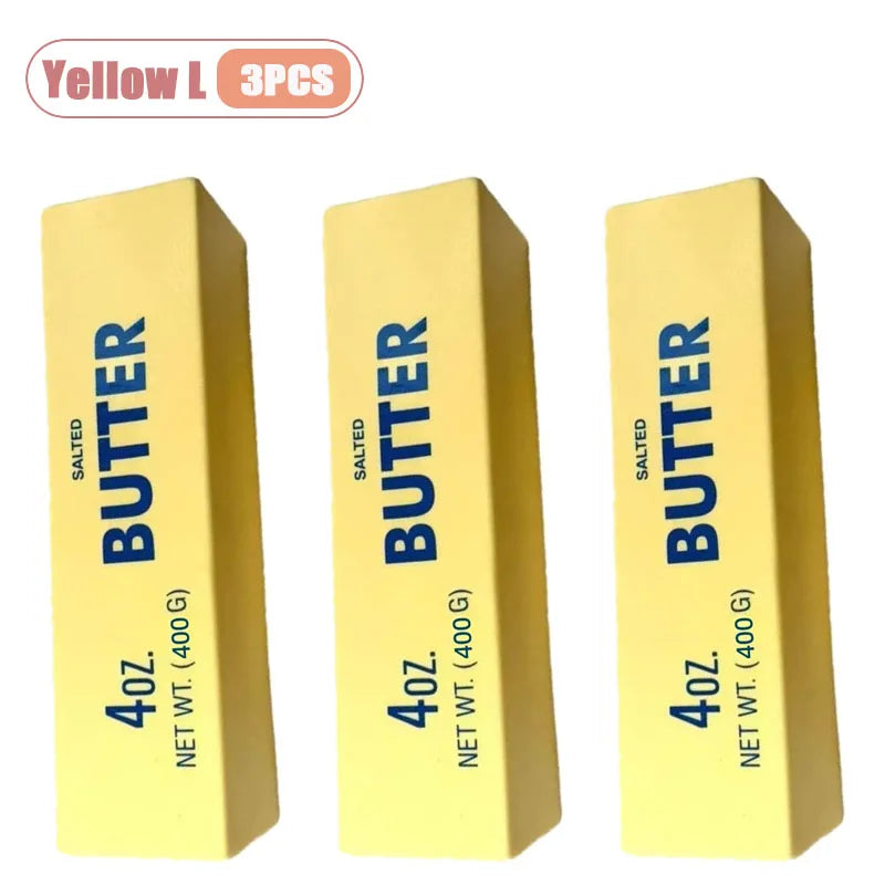 1-10PCS Simulated Butter Squishy Slow Rising Soft Moist Texture Stress Relief Decompression Fidget Toy Gift for Home Office Use Vue Yellow-L-3PCS