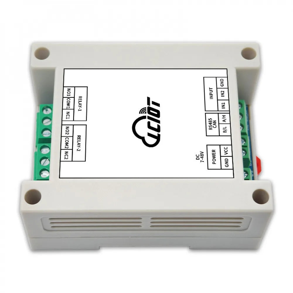 DC7-48V RS485 CAN Dual Channel Relay Module 2IN 2OUT NO NC Serial Port Control Support Modbus RTU Optocoupler Input DC3.3-24V Vue