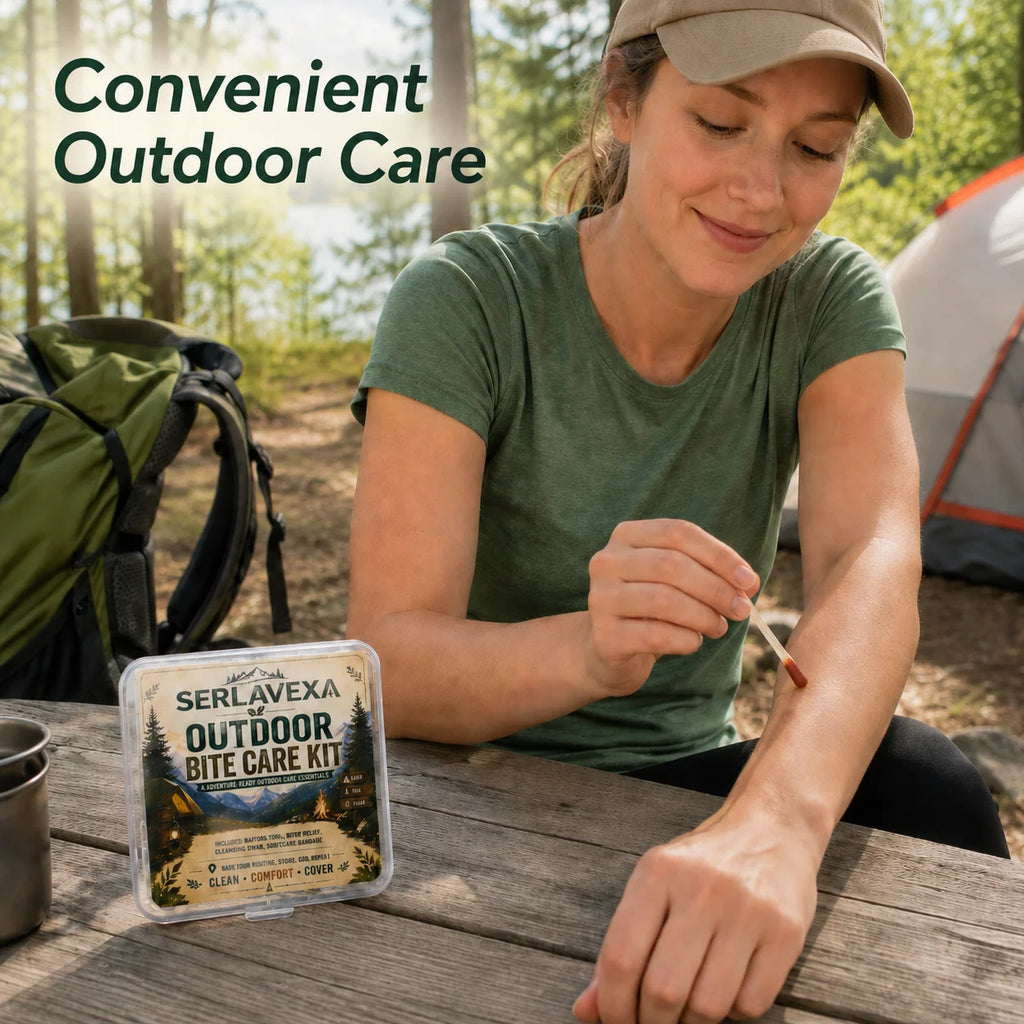 Portable Insect Bite Care Kit with Manual Suction Tool, Cleansing Swabs, Wipes and Bandages for Camping Hiking Travel Vue