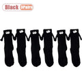 1-10Pairs Magnetic Attraction Couple Crew Socks Black White Mid Calf Non Slip Comfortable Stylish for Women Men Daily Wear Vue One Size Black-3Pairs