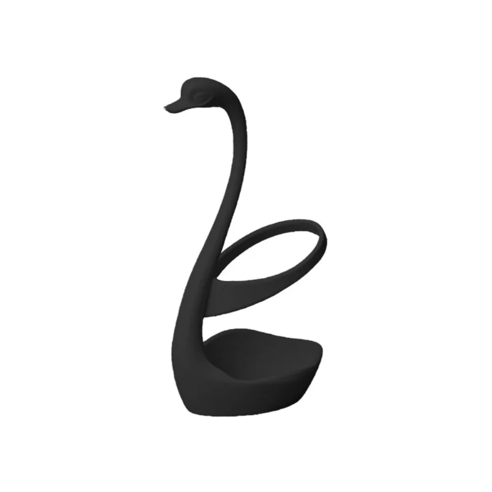 3D Printing Swan Toothbrush Holder Plastic Space Saving Toothpaste Stand Base Decorative Stable Makeup Brush Shelf Home Use Vue Black