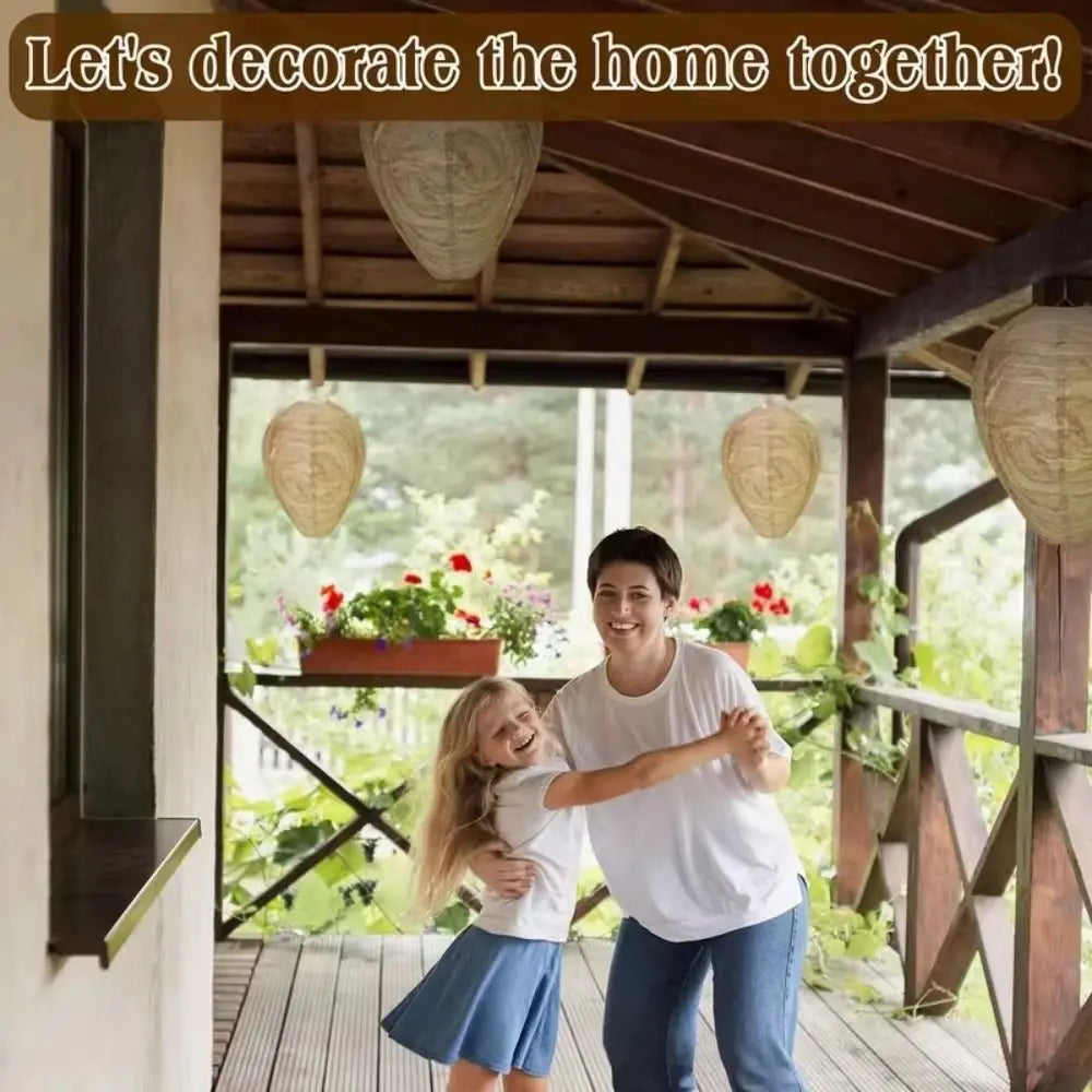 Natural Repellent Waterproof Wasp Nest Decoy Eco-Friendly Reusable Artificial Beehive Paper Hanging Beehive Lantern Porch Vue