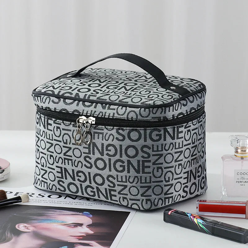 Women'S Makeup Bag Large Capacity Cosmetics Storage Bag Foldable Toilet Wash Bag Travel Essentials Handheld Cosmetic Bag Vue gray